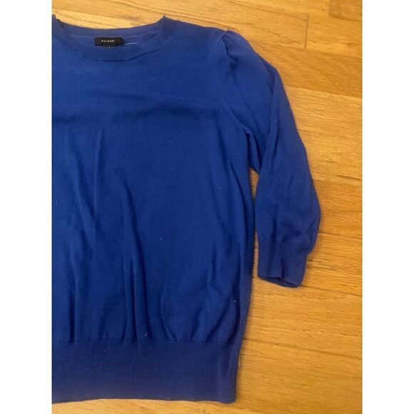 Halogen women's 3/4 puff sleeve crew neck knit sweater Blue Size S - Picture 3 of 8